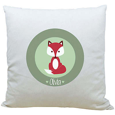 A Piece Of Personalised Fox Cushion, Light Green A Piece Of Personalised Fox Cushion, Light Green